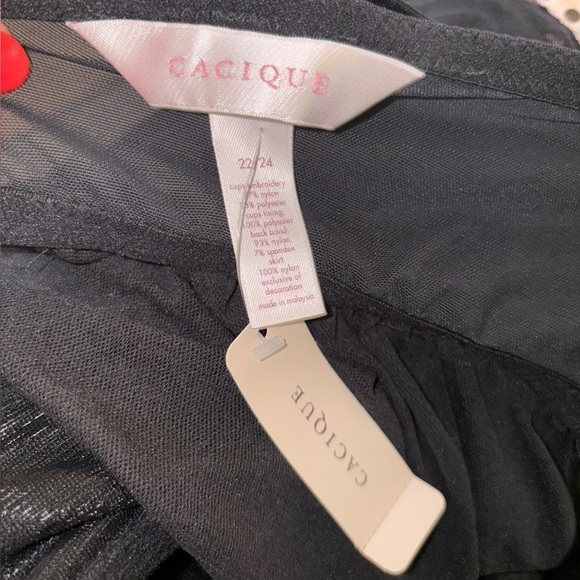 Cacique Babydoll Sheer Nightgown Lingerie Plus 22/24 Polka Dot Black - Picture 4 of 5